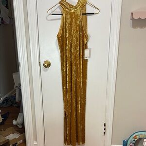 Gold Velvet Maxi Dress NWT